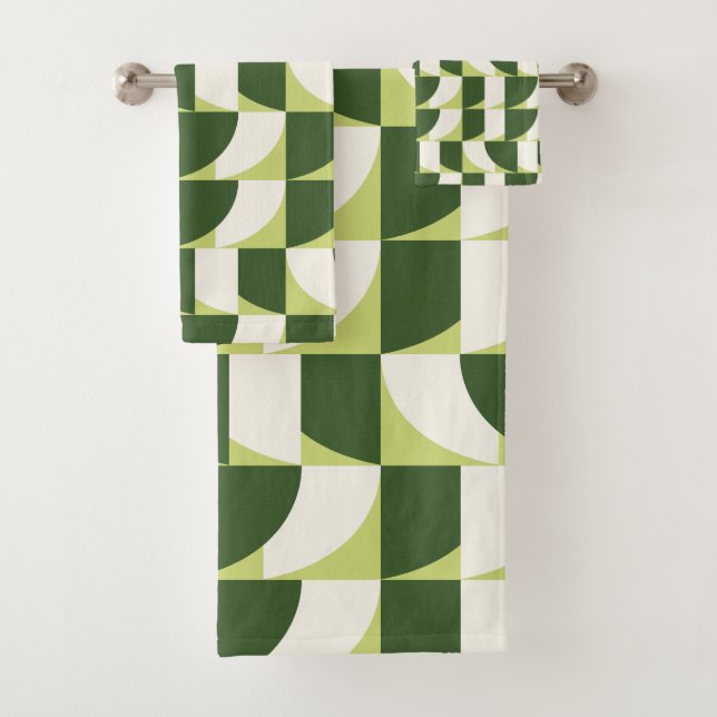 Arte abstracto geométrico verde blanco (In situ)