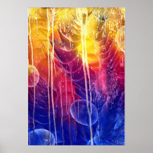 Arte abstracto goteante pintado a mano rojo amaril