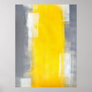 Arte abstracto gris y amarillo