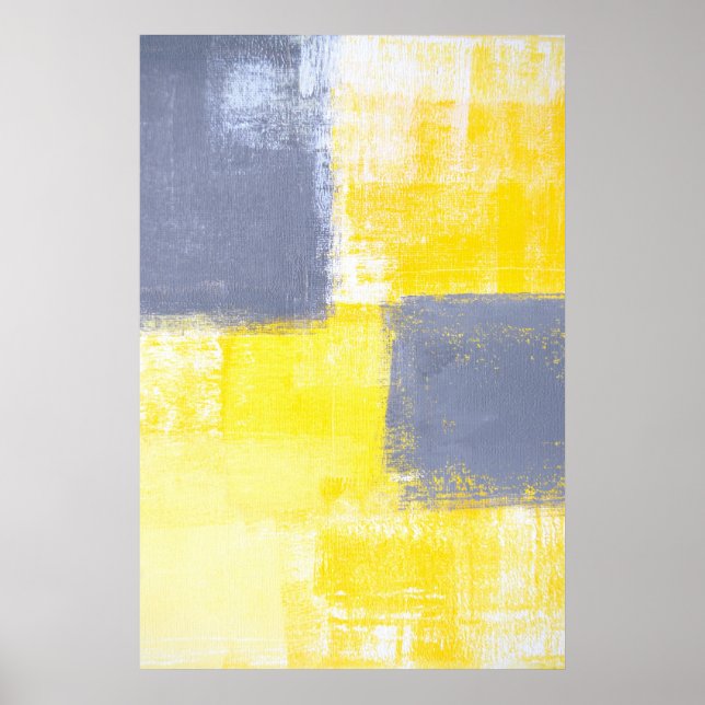 Arte abstracto gris y amarillo "ausente" (Frente)