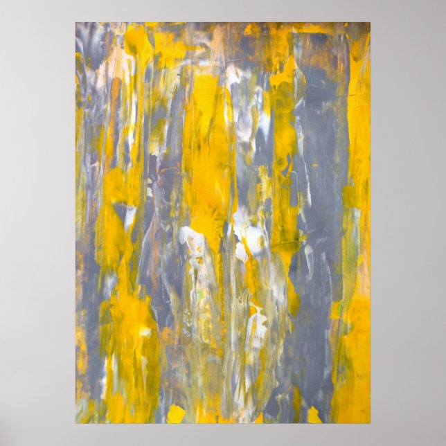 Arte abstracto gris y amarillo "avanzando" (Frente)