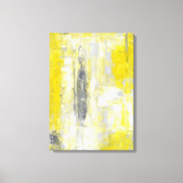 Arte abstracto gris y amarillo "cambia de idea" (Anverso)