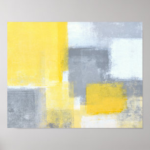 Arte abstracto gris y amarillo "estable"