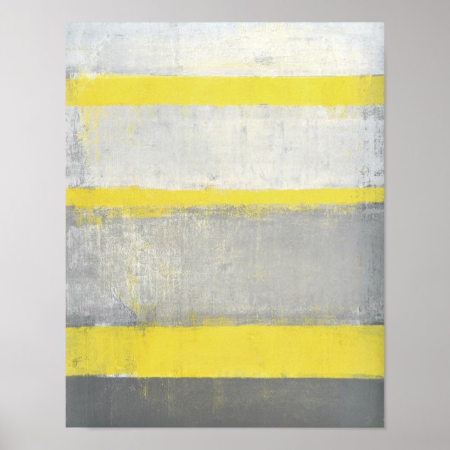 Arte abstracto gris y amarillo "sometido" (Frente)