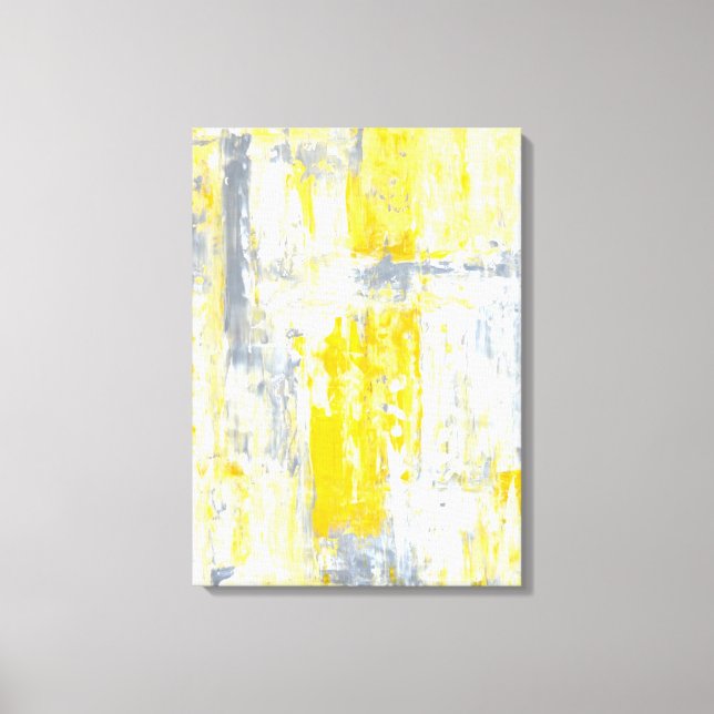 Arte abstracto gris y amarillo "totalmente único" (Anverso)