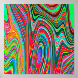 Arte abstracto groovy rojo, verde y azul alucinant