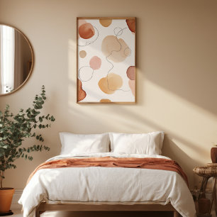 Arte abstracto impreso en pared con acuarela neutr