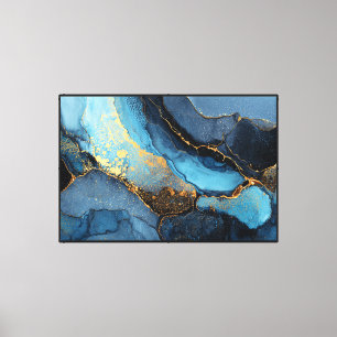 Arte abstracto inspirado en mármol turquesa y dora