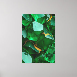 Arte abstracto Kintsugi dorado verde esmeralda