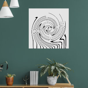 Arte abstracto líneas blancas y negras giran minim