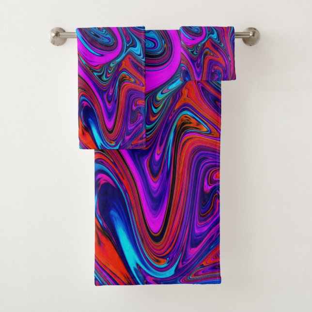 Arte abstracto mármol magenta, azul y rojo (In situ)