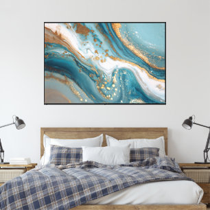 Arte abstracto mineral con remolino de azul turque