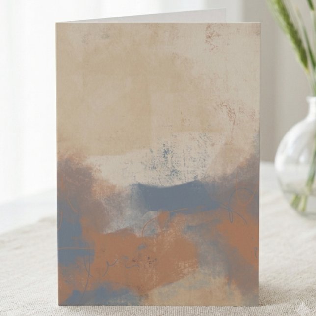 Arte abstracto minimalista azul terroso y ocre (Elegant abstract art note card, perfect for sending a thoughtful message to a friend or loved one.)