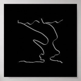 Arte abstracto minimalista gris cartel negro