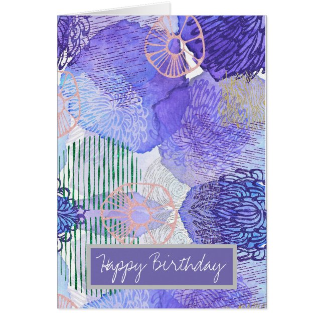 Arte abstracto moderno azul y púrpura (Frente)