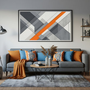 Arte abstracto moderno con acento naranja