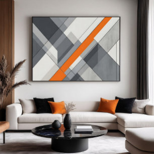 Arte abstracto moderno con acento naranja