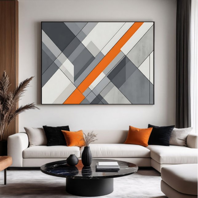 Arte abstracto moderno con acento naranja (Subido por el creador)