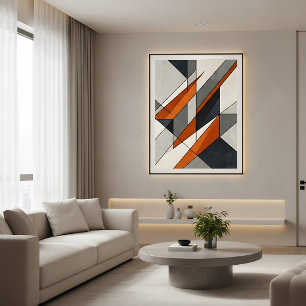 Arte abstracto moderno con acento naranja quemada