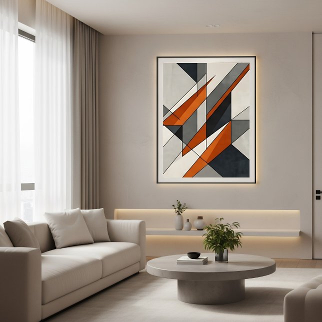 Arte abstracto moderno con acento naranja quemada (Subido por el creador)
