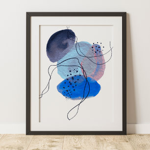 Arte abstracto moderno contemporáneo azul marino n
