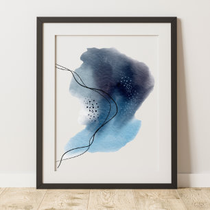 Arte abstracto moderno contemporáneo azul negro