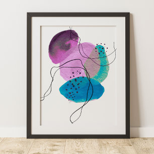 Arte abstracto moderno contemporáneo púrpura azul