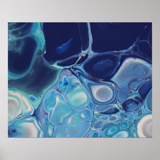Arte abstracto moderno de mármol con fluido azul m (Frente)