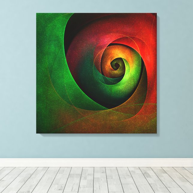 Arte abstracto moderno floral rojo verde #21 (Insitu (piso de madera))