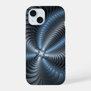 Arte abstracto moderno fractal 3D gris azul plásti