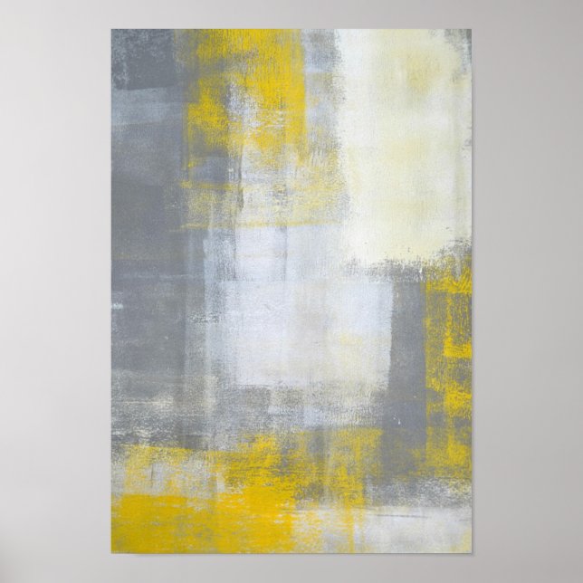 Arte abstracto "moderno" gris y amarillo (Frente)