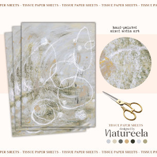 Arte abstracto moderno gris y blanco Tejido Papel