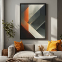 Arte abstracto moderno naranja acento concreto