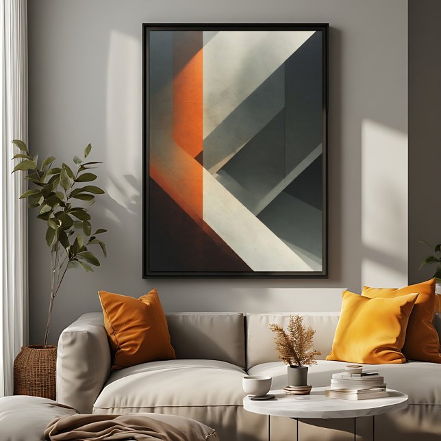 Arte abstracto moderno naranja acento concreto (Subido por el creador)