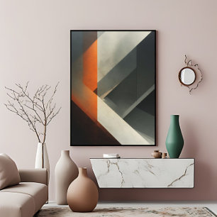 Arte abstracto moderno naranja acento concreto