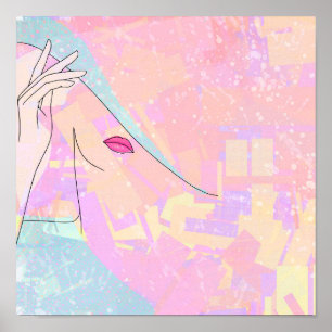 Arte abstracto moderno rostro femenino dibujo line