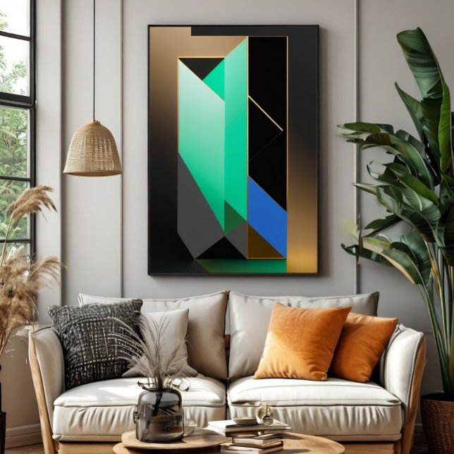 Arte abstracto moderno verde azul dorado (Subido por el creador)