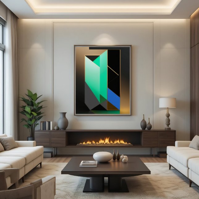 Arte abstracto moderno verde azul dorado (Subido por el creador)