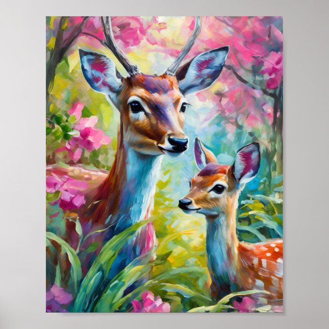 Arte abstracto moderno y colorido de venado dulce (Frente)