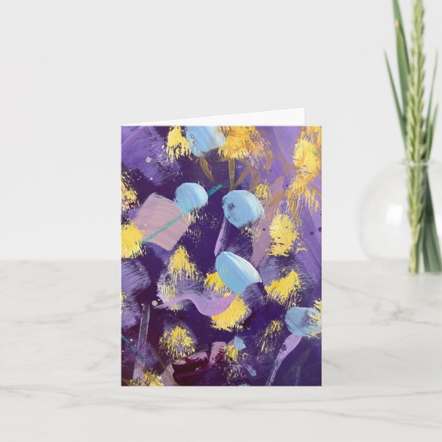 Arte abstracto morado, azul y amarillo animado (Anverso)