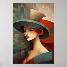 Arte abstracto mujer con sombrero