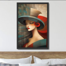 Arte abstracto mujer con sombrero