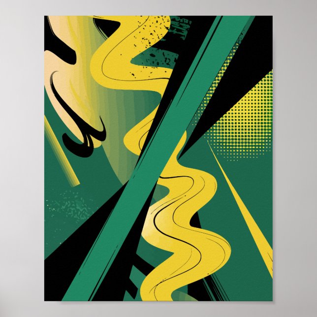 Arte abstracto negrita con ondas y líneas dinámica (Frente)