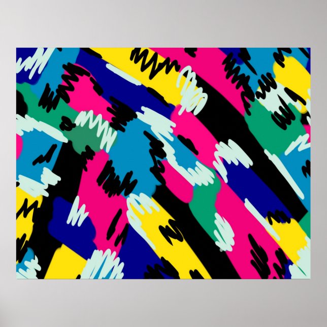 Arte abstracto negrita en colores primarios (Frente)