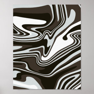 Arte abstracto negro, blanco, marrón y gris