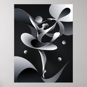 Arte abstracto negro y blanco, Poster de bailarina