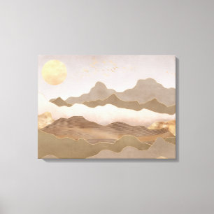Arte abstracto neutral beige y hoja de oro Sun Mou