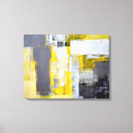 Arte abstracto "ocupado, ocupado" gris y amarillo