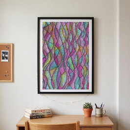 Arte abstracto ondulado psicodélico de tonos joya