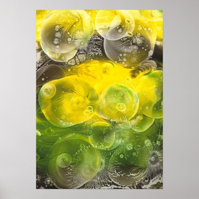 Arte abstracto pintado a mano amarillo y verde (Frente)